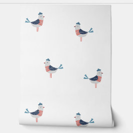 Schattigee Zeemeeuwen op wit Behang