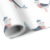 Schattigee Zeemeeuwen op wit Cadeaupapier (Rol Hoek)