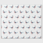 Schattigee Zeemeeuwen op wit Cadeaupapier (Vlak)