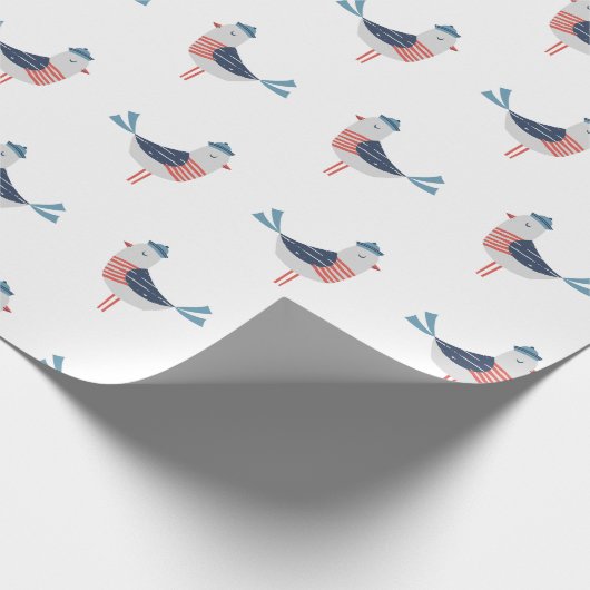 Schattigee Zeemeeuwen op wit Cadeaupapier (Hoek)