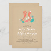 Schattigee zeepaardjes casual strand bruiloft uitn kaart (Voorkant / Achterkant)