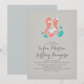 Schattigee zeepaardjes casual strand bruiloft uitn kaart (Voorkant / Achterkant)