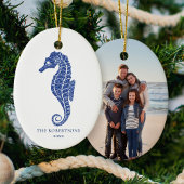 Schattigee zeepaardmarine glitter kust kerstfoto keramisch ornament