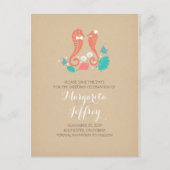 Schattigee zeepaardpaar strand Sla de datum briefk Aankondigingskaart (Voorkant)