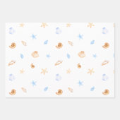 Schattigee zeeschelpen blauw en wit inpakpapier vel (Voorkant 2)