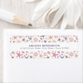 Schattigee zeesterren en schelpen retour adreslabe etiket (Insitu)