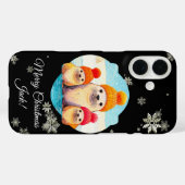 Schattigee zegels met gebreid pet Kerstillustratie Case-Mate iPhone Case (Achterkant (horizontaal))