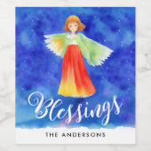 Schattigee Zegeningen Blue Sky Guardian Angel Wate Wijn Etiket (Enkel label)