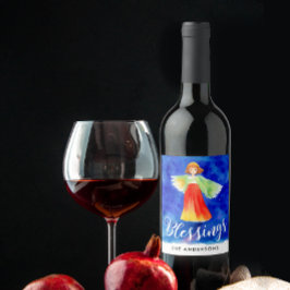 Schattigee Zegeningen Blue Sky Guardian Angel Wate Wijn Etiket