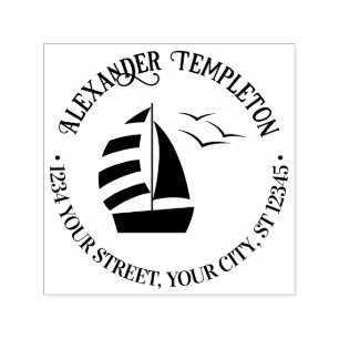 Schattigee zeilboot #2 nautische RND Naam Retourad Zelfinktende Stempel