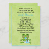 Schattigee zeilboot kikker baby boy douche uitnodi kaart (Voorkant / Achterkant)