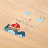 Schattigee zeilboot nautische eerste verjaardag acryl uitnodigingen (Laagn)