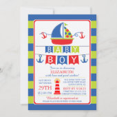 Schattigee zeilboot nautische jongen Baby shower u Kaart (Voorkant)