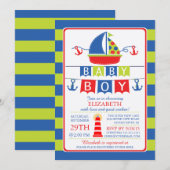 Schattigee zeilboot nautische jongen Baby shower u Kaart (Voorkant / Achterkant)