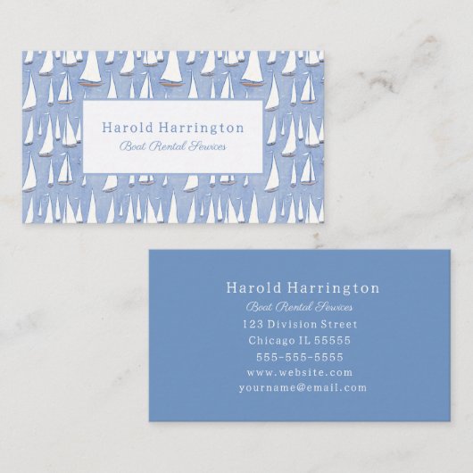 Schattigee zeilboten Visitekaartjes aan te passen (Voorkant / Achterkant)