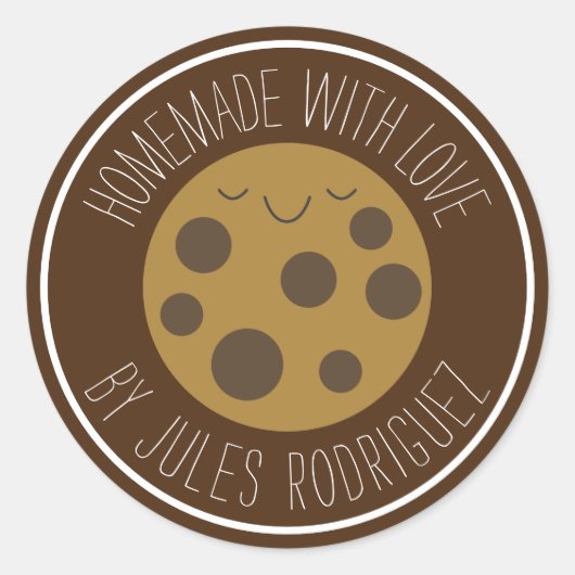Schattigee zelfgemaakte chocoladekoekje ronde sticker (Voorkant)