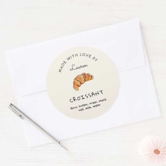Schattigee zelfgemaakte croissant ronde sticker (Envelop)