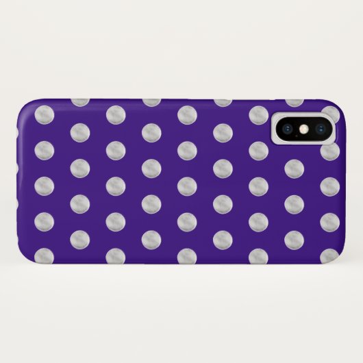 Schattigee zilveren polka stippen op indigo blauw Case-Mate iPhone case (Achterkant (horizontaal))