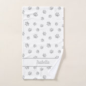 Schattigee zilvergrijze pootafdrukken gepersonalis bad handdoek (Handdoek)