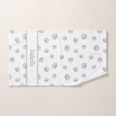 Schattigee zilvergrijze pootafdrukken gepersonalis bad handdoek (Handdoek)