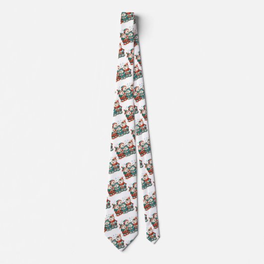 Schattigee zingende Polar Beren in feestelijke win Stropdas (Voorkant)