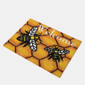 Schattigee zoemende geel en zwart bijen honingraat deurmat (Schuin)