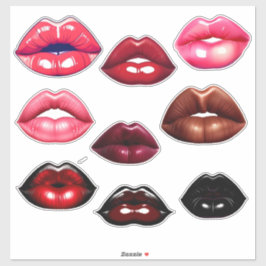 Schattigee zoenende lippen-roze-rood-maroon-bruin- sticker