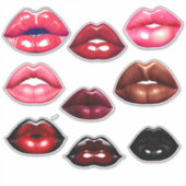 Schattigee zoenende lippen-roze-rood-maroon-bruin- sticker (Voorkant)