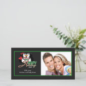 SCHATTIGEE zoenende pinguïns Vrolijke kerstfotokaa Feestdagenkaart (Staand voorkant)