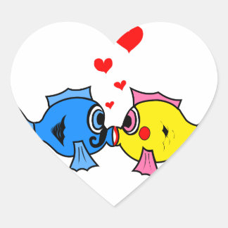 Schattigee Zoenende Vis met Hartenontwerp Hart Sticker