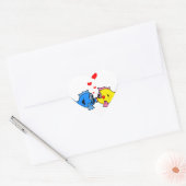Schattigee Zoenende Vis met Hartenontwerp Hart Sticker (Envelop)