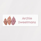 Schattigee zoete aardappelen cartoon gepersonalise labels (Design 1)
