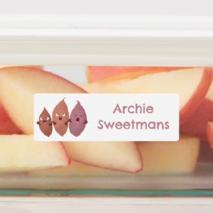 Schattigee zoete aardappelen cartoon gepersonalise labels