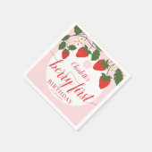 Schattigee zoete aardbei 1e verjaardag servet (Hoek)