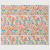 Schattigee zoete grillige kleurrijke patroonroze b cadeaupapier (Vlak)