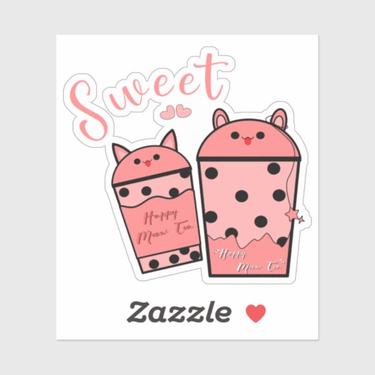 Schattigee zoete melkthee vinyl Sticker (Vel)