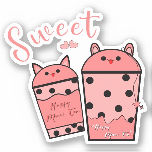 Schattigee zoete melkthee vinyl Sticker (Voorkant)