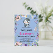 Schattigee zoete pinguïn Rustieke bloem baby showe Briefkaart (Staand voorkant)