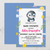 Schattigee zoete pinguïn zon sky bloem baby shower kaart (Voorkant / Achterkant)
