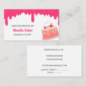 Schattigee zoete taart roze druppeldeeg visitekaartje (Voorkant / Achterkant)