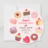 Schattigee zoete taarten verjaardag kaart (Voorkant)