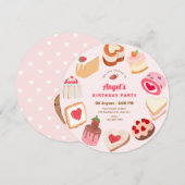 Schattigee zoete taarten verjaardag kaart (Voorkant / Achterkant)