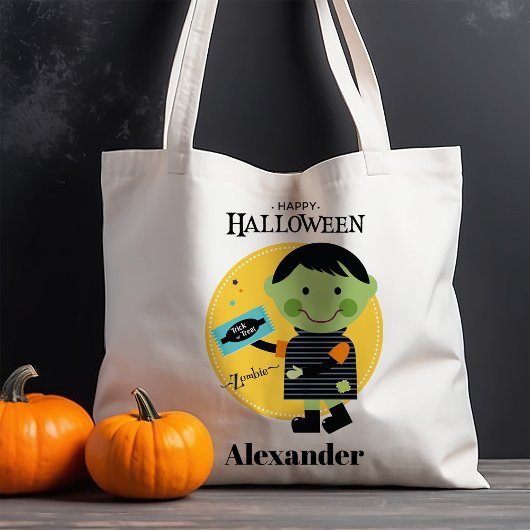 Schattigee Zombie Gepersonaliseerde Trick or treat Tote Bag