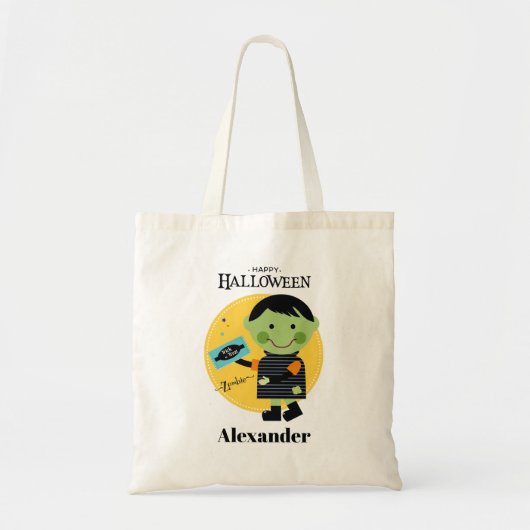 Schattigee Zombie Gepersonaliseerde Trick or treat Tote Bag (Voorkant)