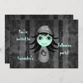 Schattigee zombie Halloween kinder partij Kaart (Voorkant / Achterkant)