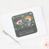 Schattigee Zombie Kinder Halloween Verjaardagsfees Vierkante Sticker (Envelop)