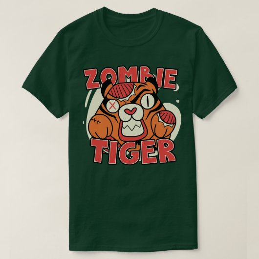 Schattigee Zombie Tijger Grappige Halloween Zombie T-shirt (Design voorkant)