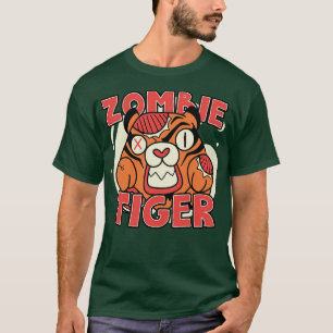 Schattigee Zombie Tijger Grappige Halloween Zombie T-shirt