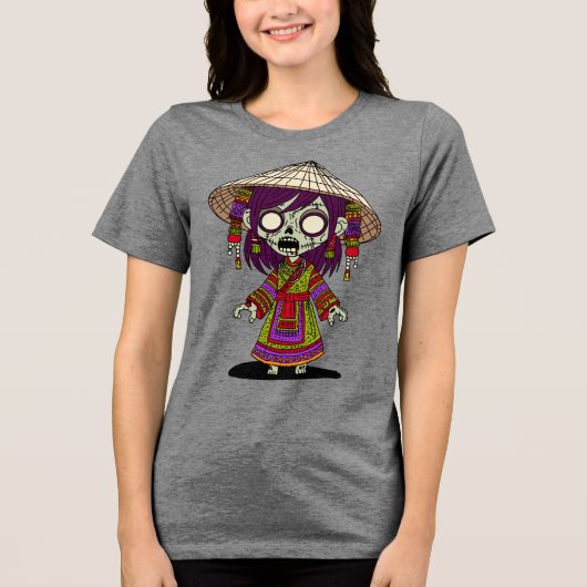 Schattigee zombie Tri-Blend shirt (Voorkant)