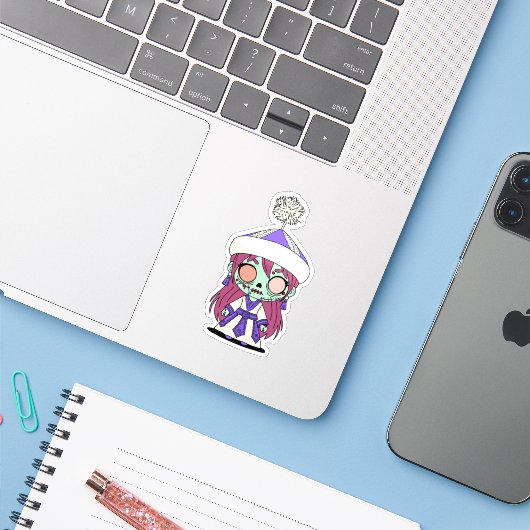 Schattigee zombie uit kirgizië sticker (Laptop met iPhone)